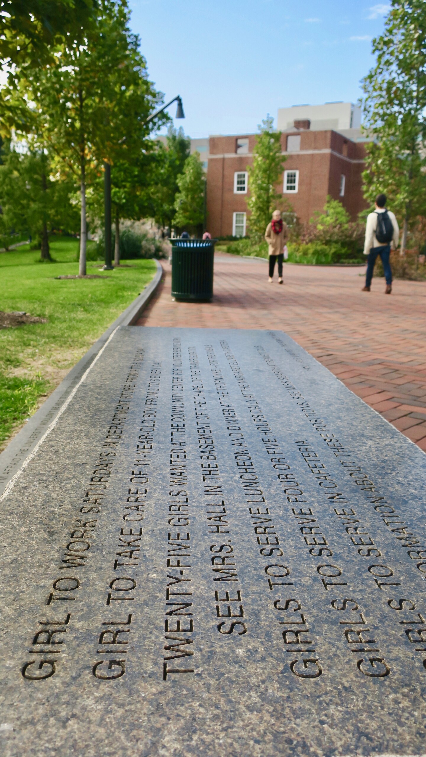 granite bench and walkway