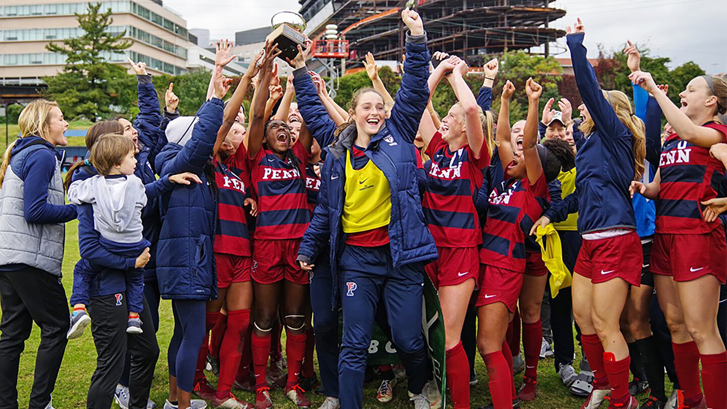 Players celebrate after winning share of Ivy title