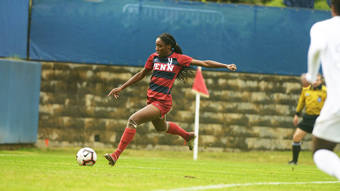 Sasha Stephens dribbles ball down field