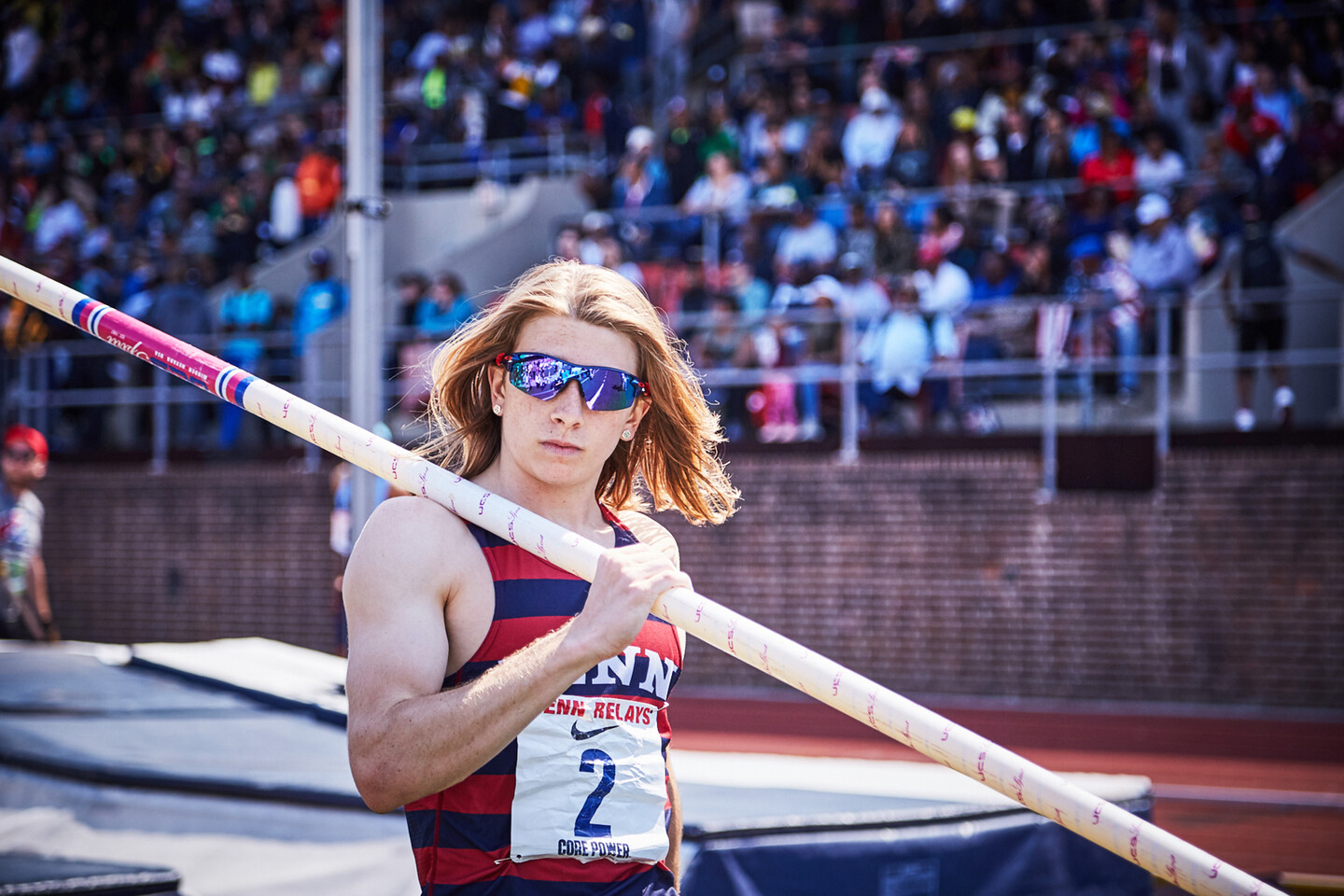 Sean Clarke prepares for the pole vault