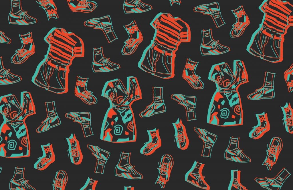 Dresses, shirts, and sneakers