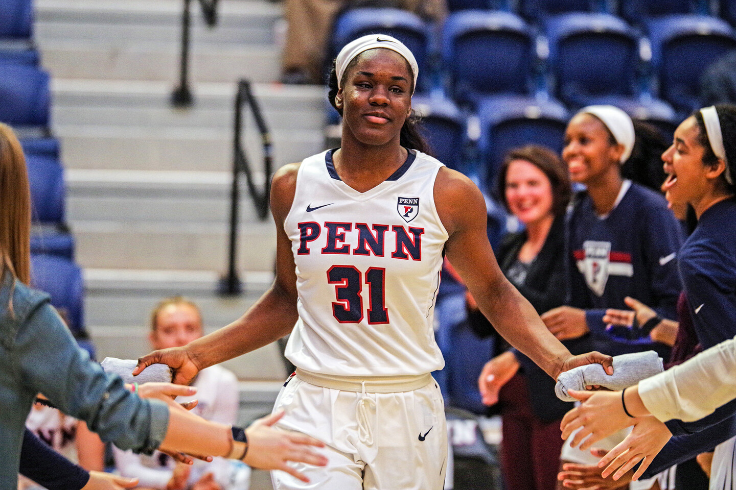 Junior forward Eleah Parker takes the court during pre-game introductions.