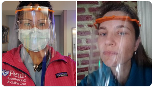 2 examples of 3d printed face shield
