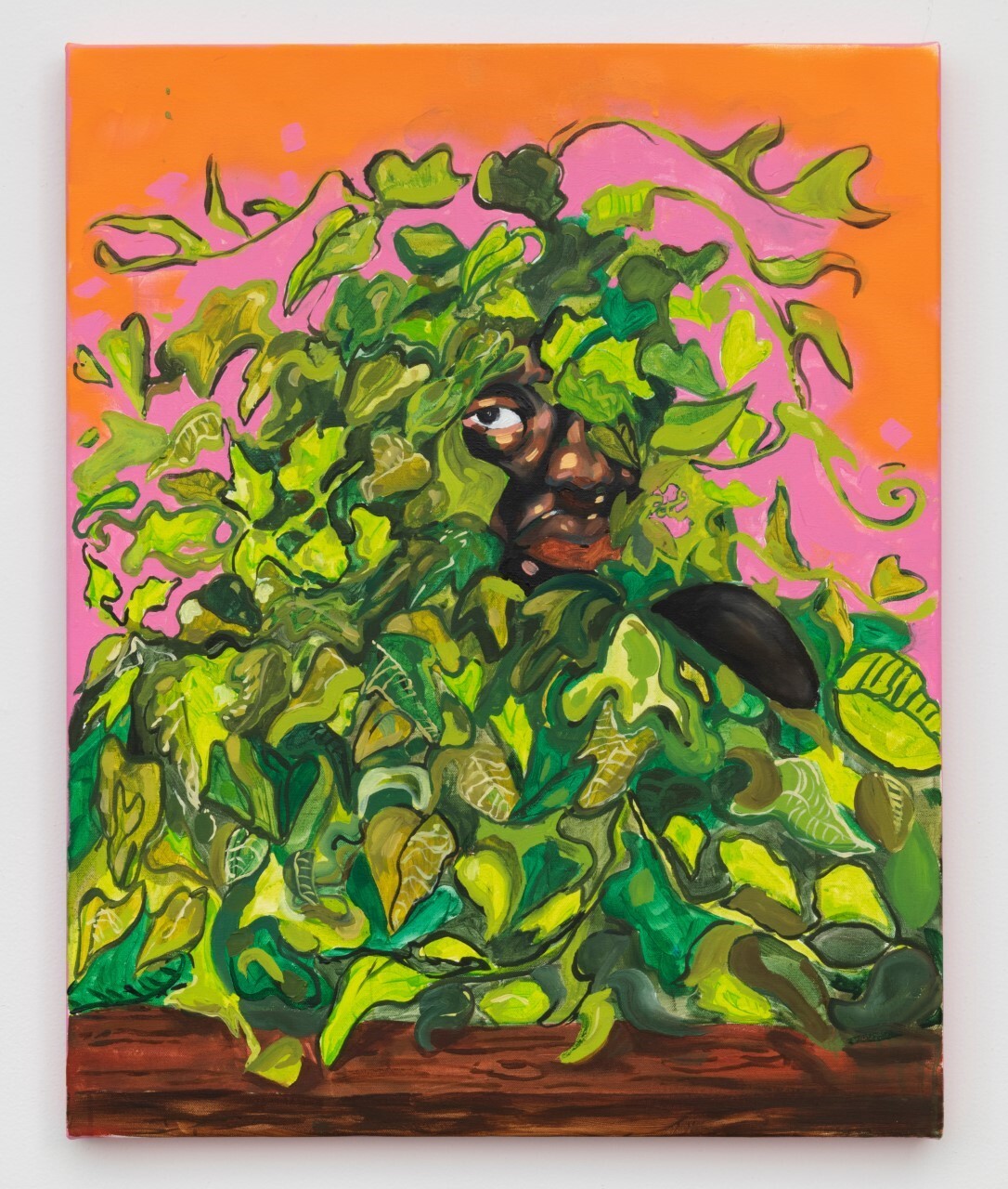 A large bright painting on canvas by MFA student Patricia Renee Thomas