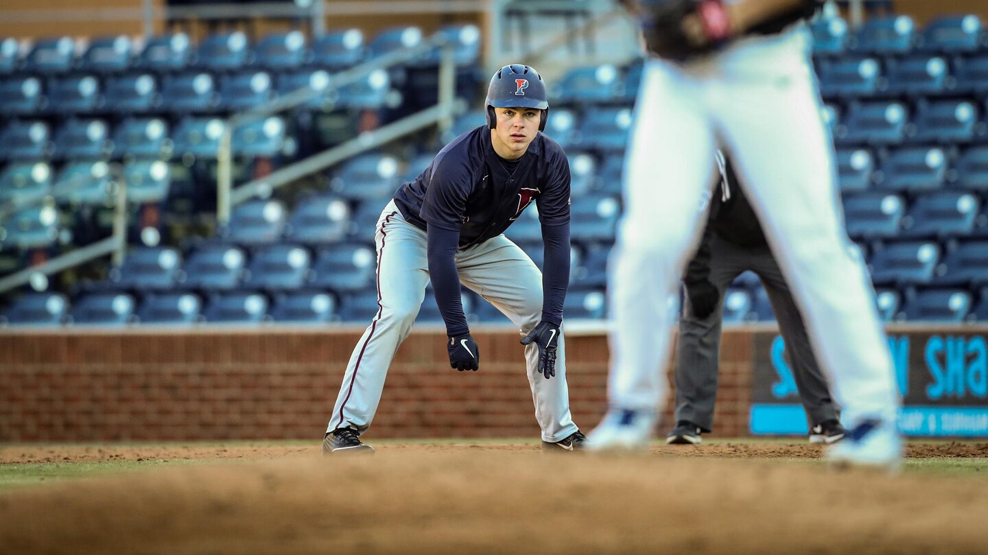 Peter Matt looks ready to steal a base against Duke.