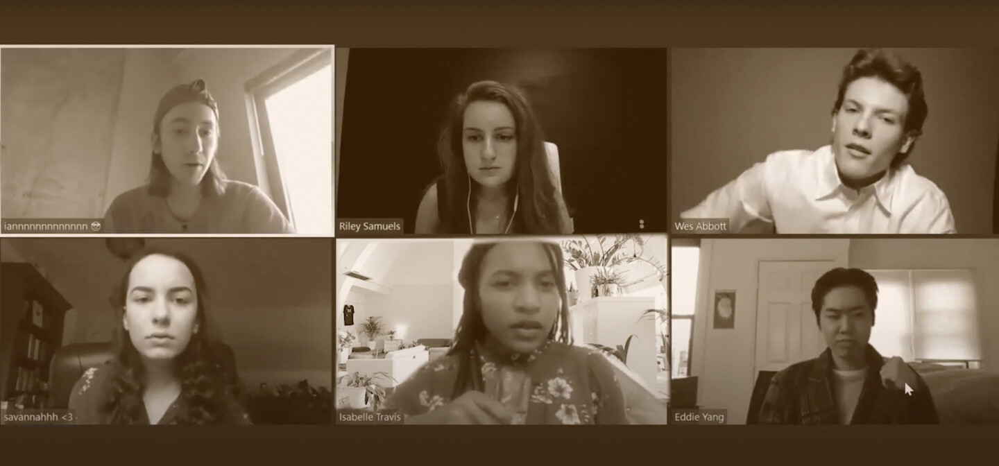six students on a computer screen
