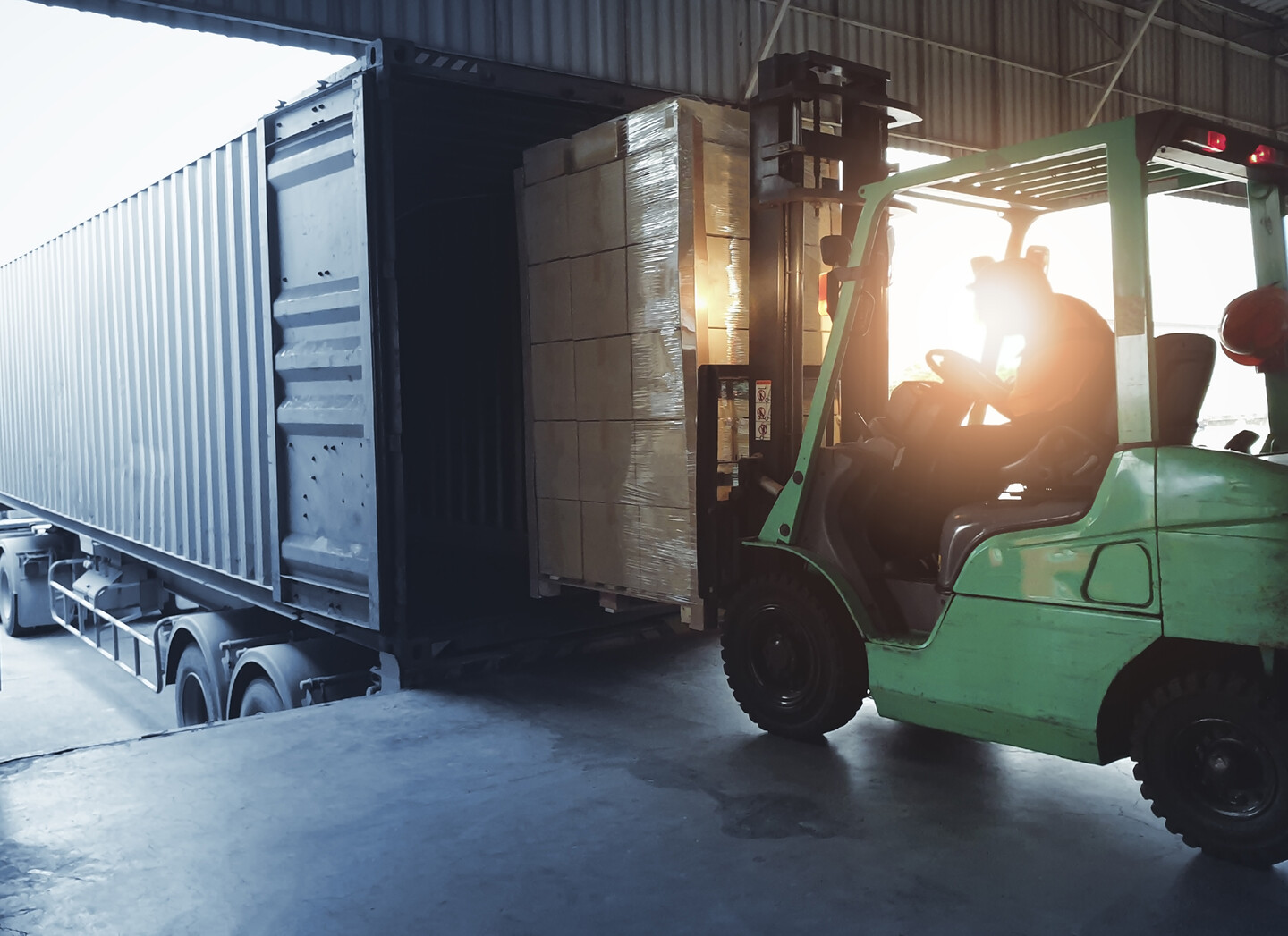 forklift loading cargo