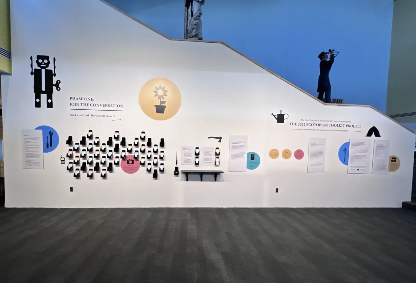 Photo of Ecotopian Toolkit exhibition at Independence Seaport Museum