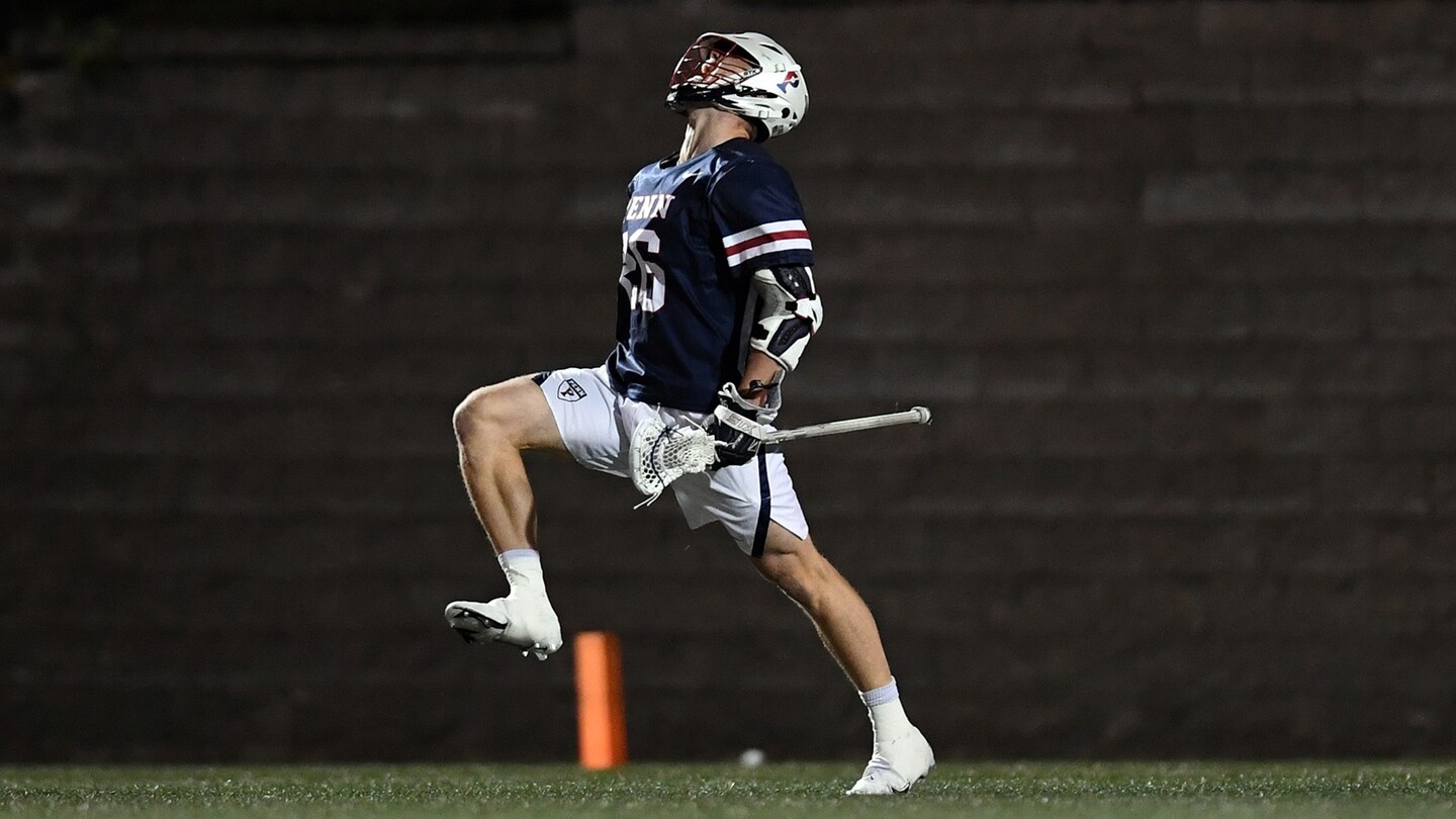 Senior midfielder Sam Handley celebrates after scoring a goal.
