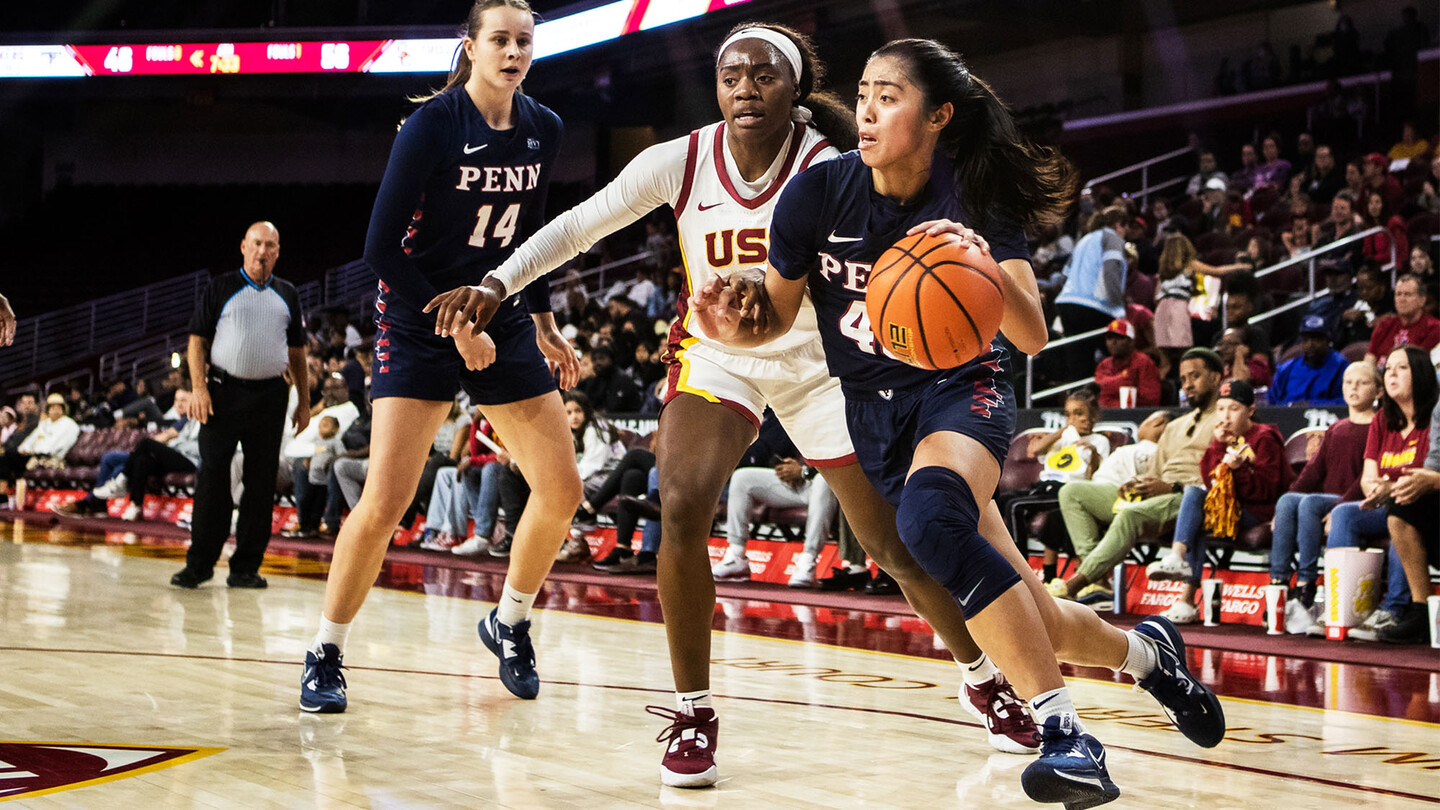 Padilla dribbles to the basket against USC.