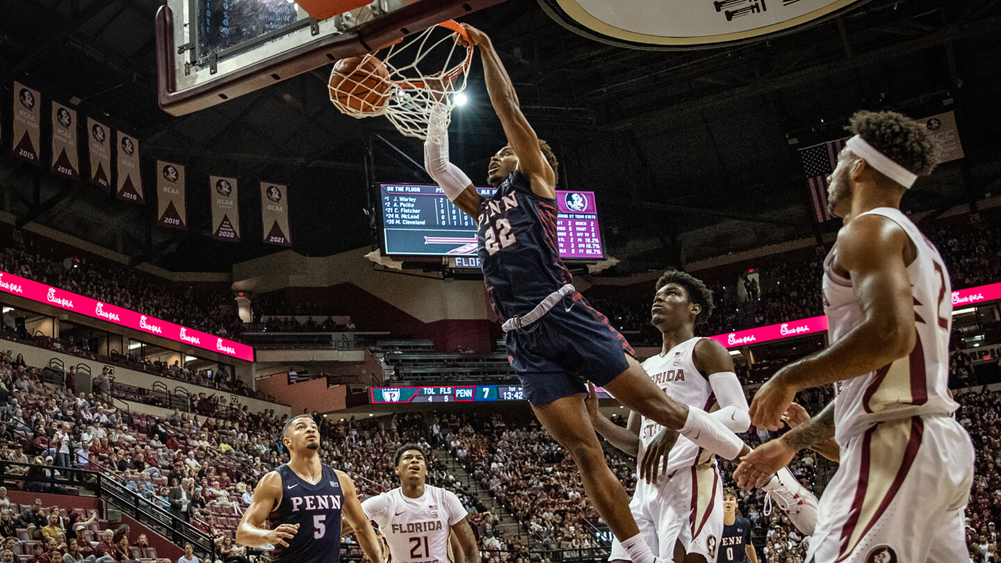 Monroe dunks the ball against Florida State.