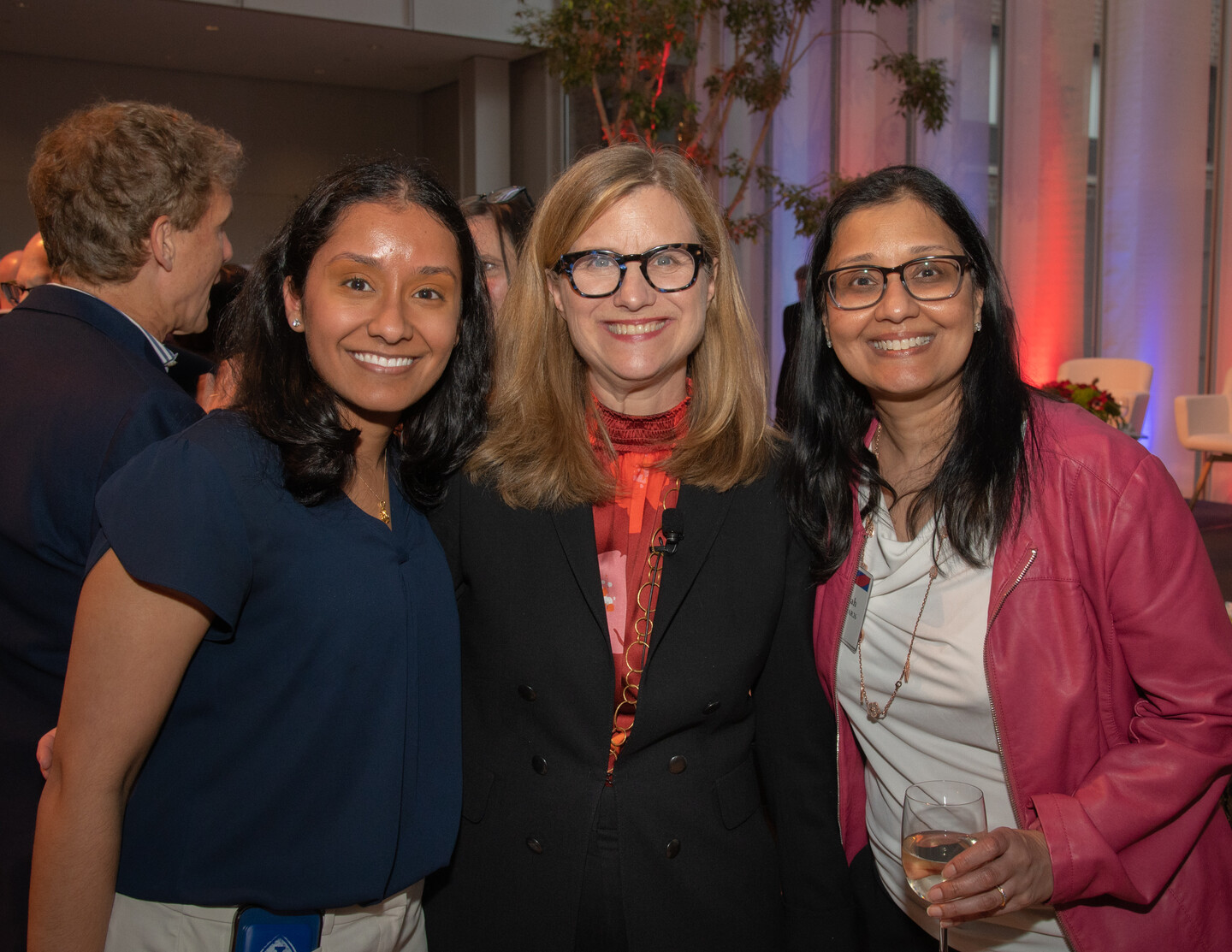 Brinda M. Shah and Carisa M. Shah with Penn President Liz Magill