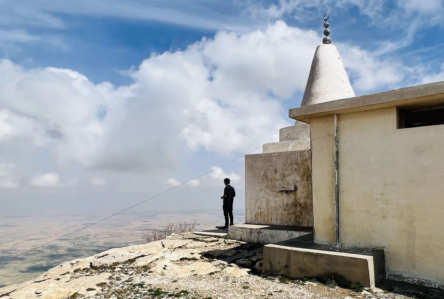 Marc Marín Webb in front of shrine in Iraq. 