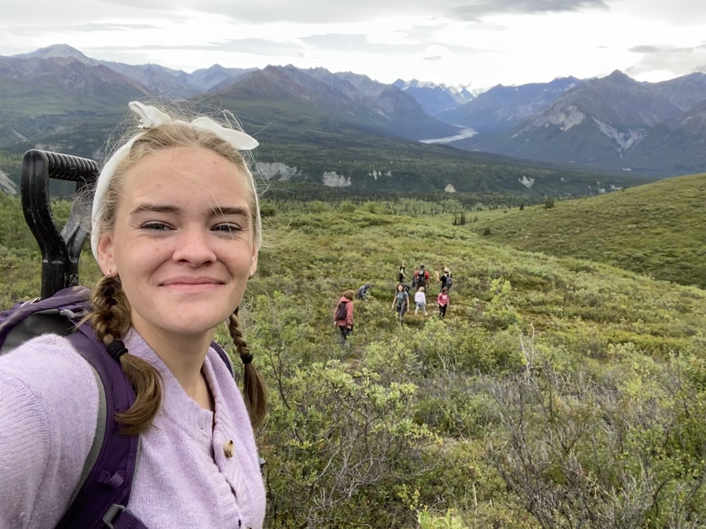 Charlotte Brown in mountains in Alaska.
