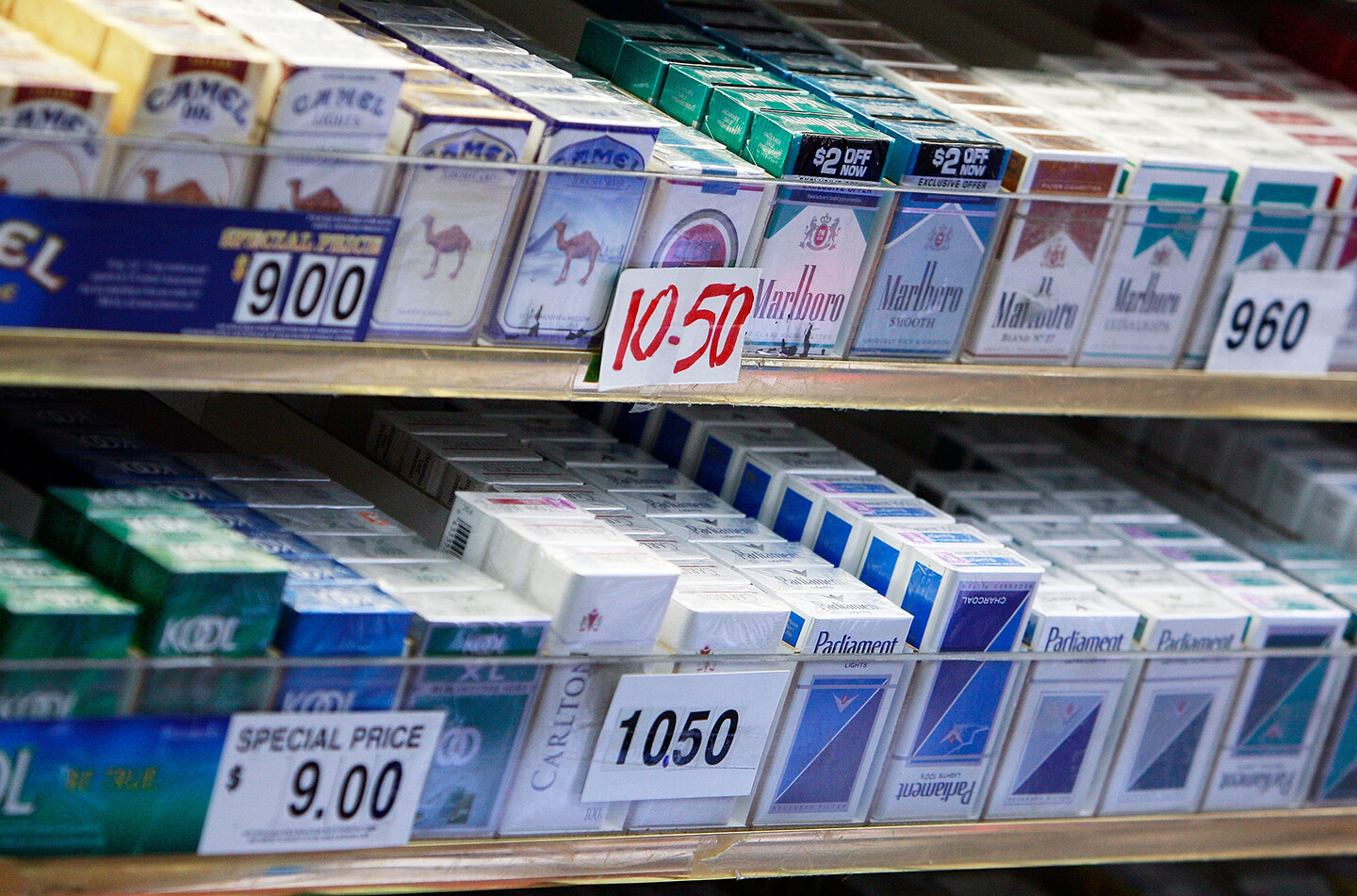 cigarettes on display for sale.