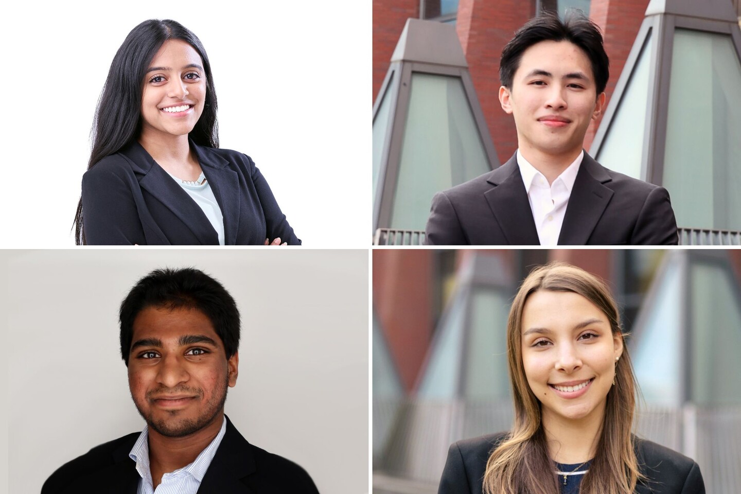 (Top row) Shreya Nair and Ian Peng. (Bottom row) Pranav Sompalle and Emily Valerio.