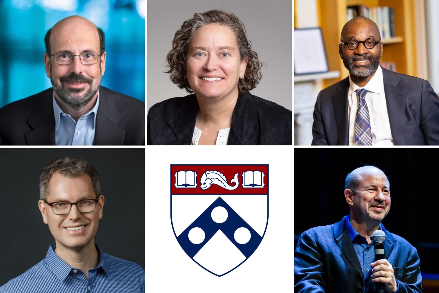 (Clockwise from top left) Mark G. Allen, Sara Cherry, John L. Jackson Jr., Michael E. Mann, and Duncan J. Watts.