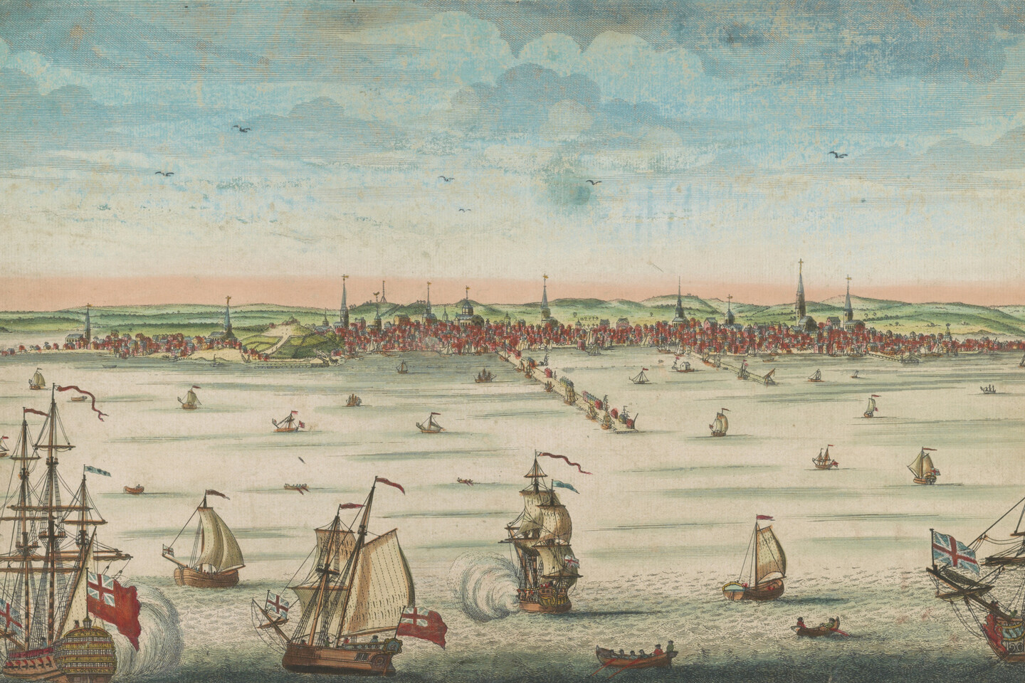 A 1700s etching of Boston