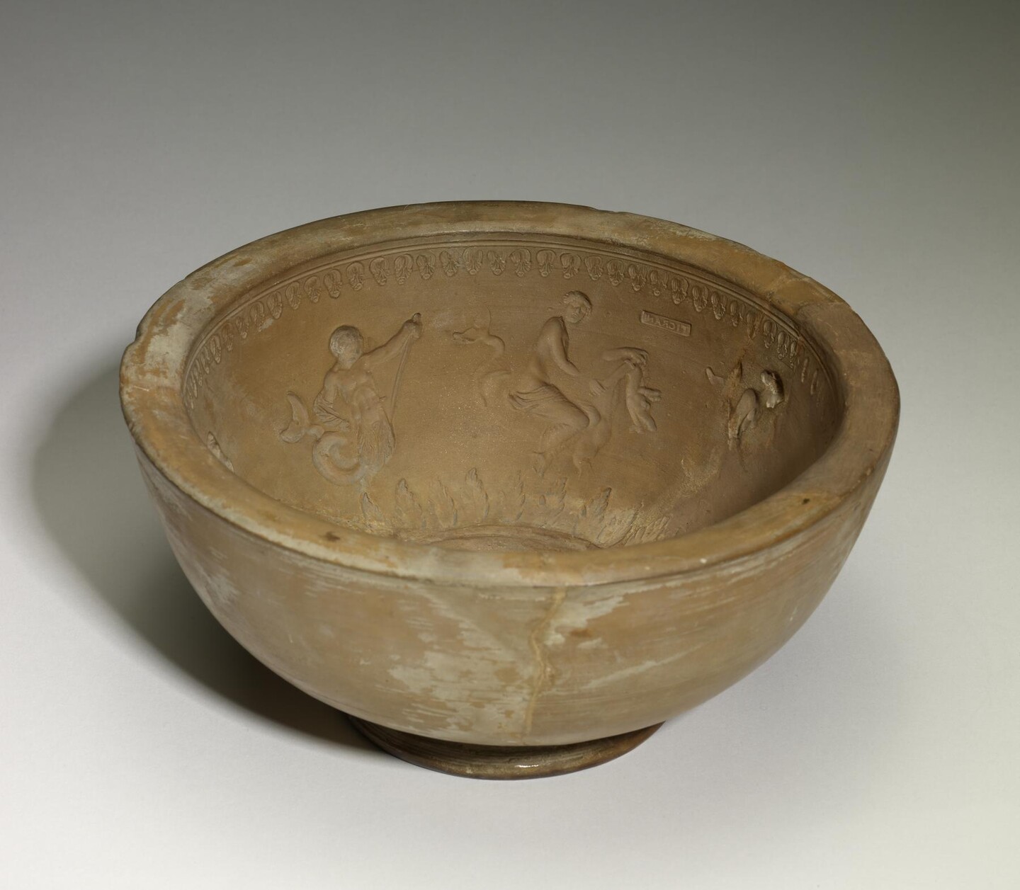 Mold for a bowl with Triton, Nereids, and Dolphins.