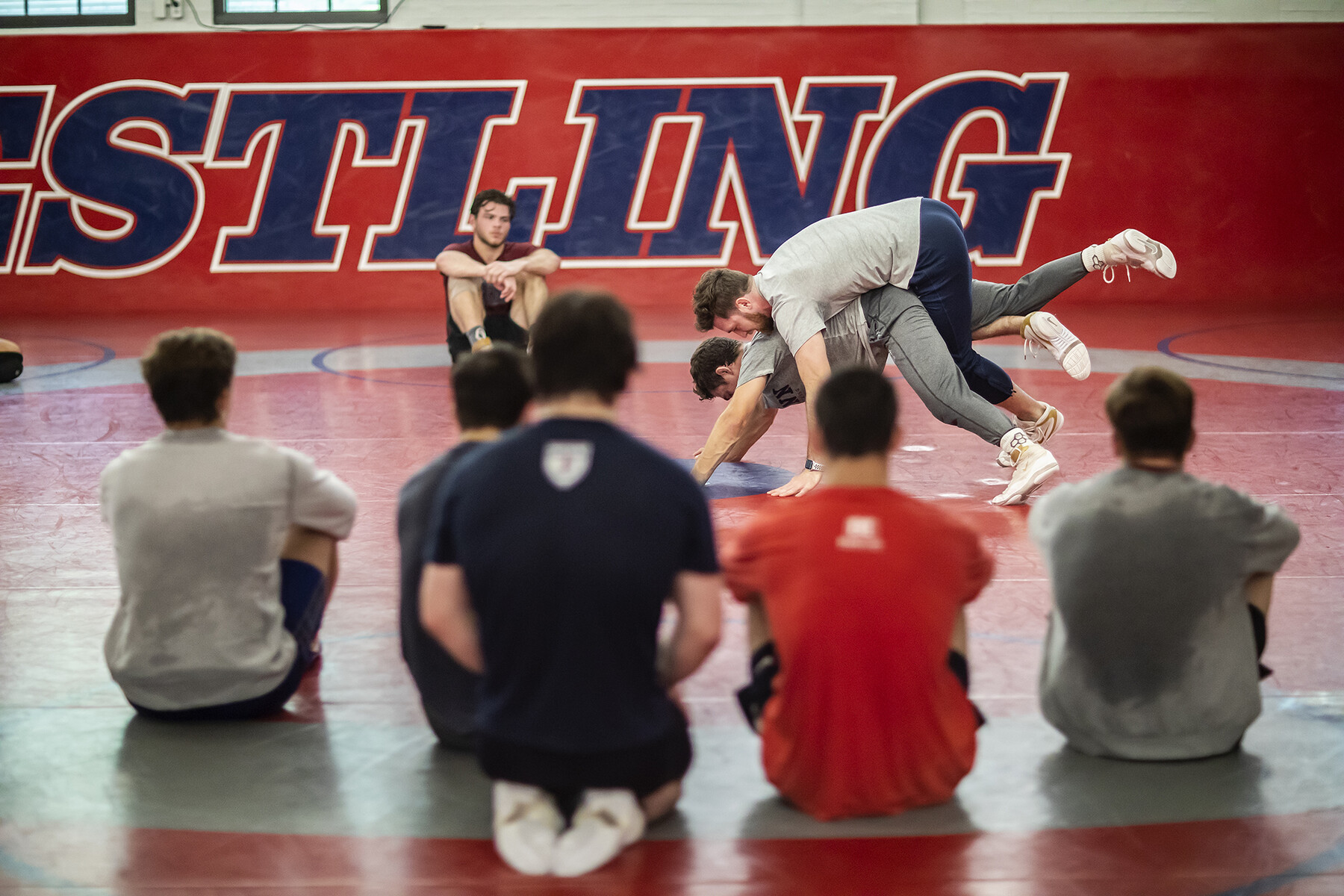 penn wrestling team during practice