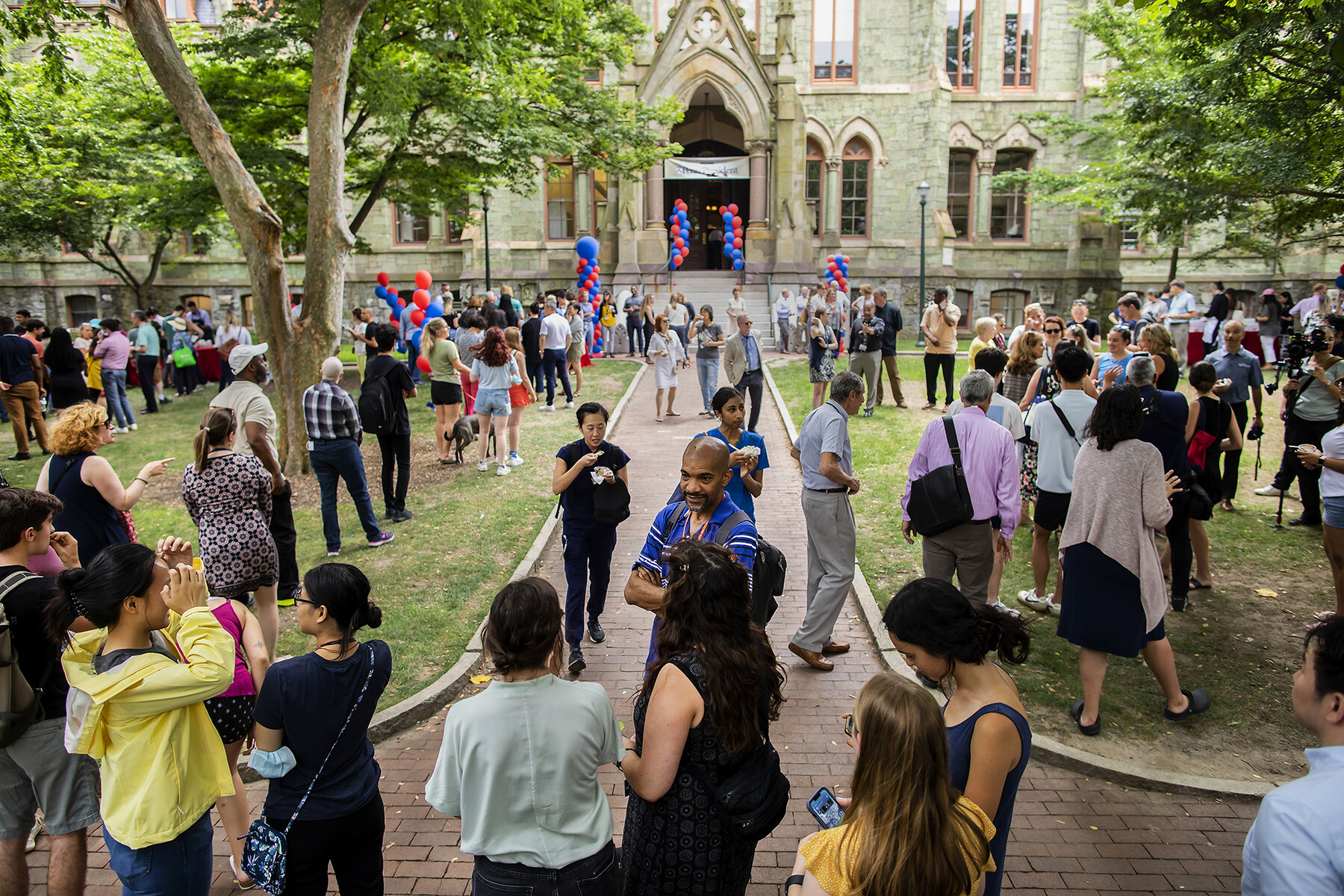 A crowd gathered on College Green for an ice cream social.