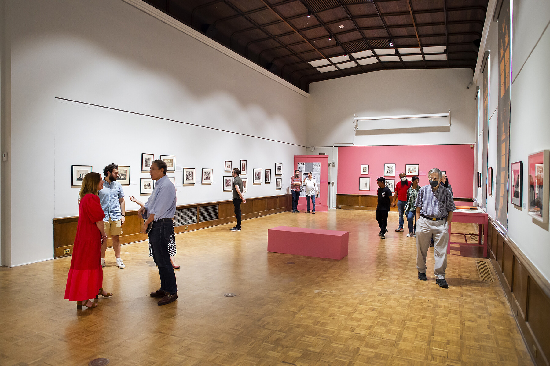 People in the Arthur Ross Gallery looking at artwork.