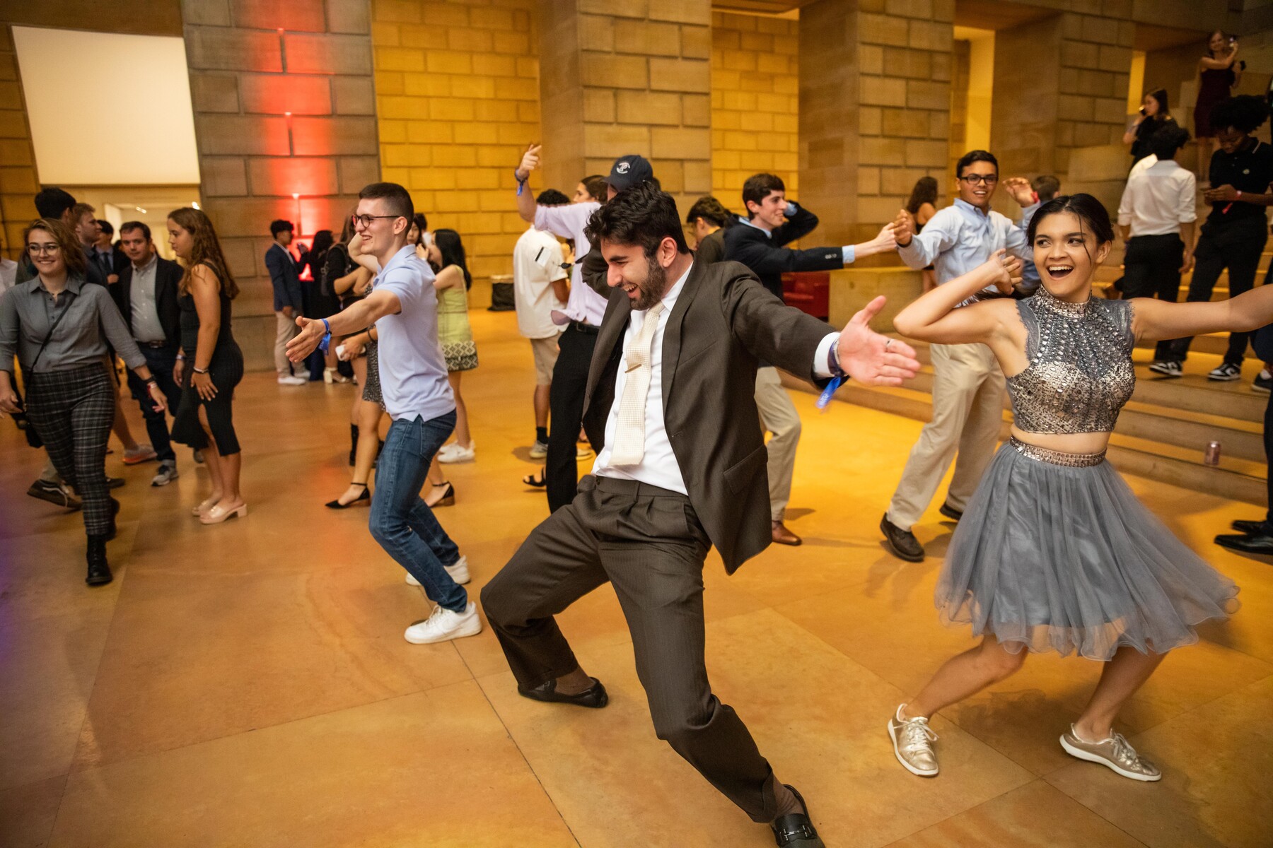 New students dancing in the PMA.