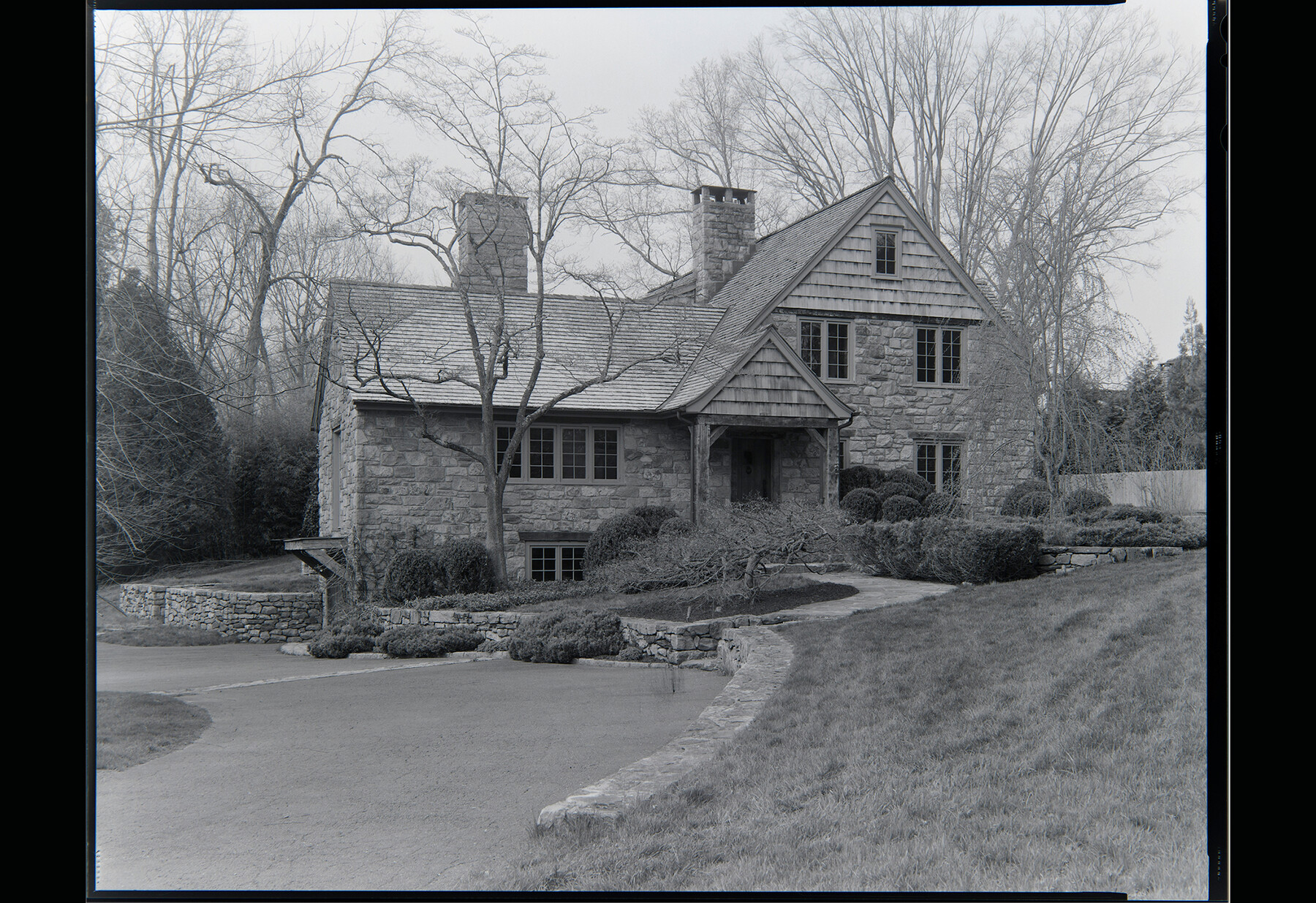 Facade of a stone house.
