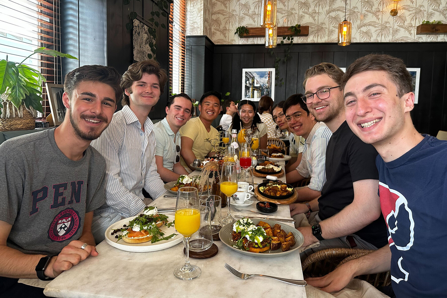 Members of Penn’s Glee Club having brunch in Panama City.