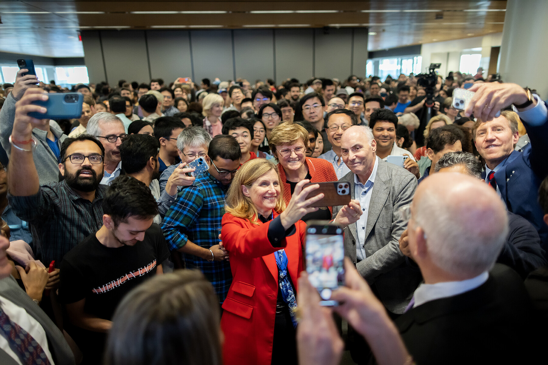 weissman and kariko celebrate with a penn med flash mob