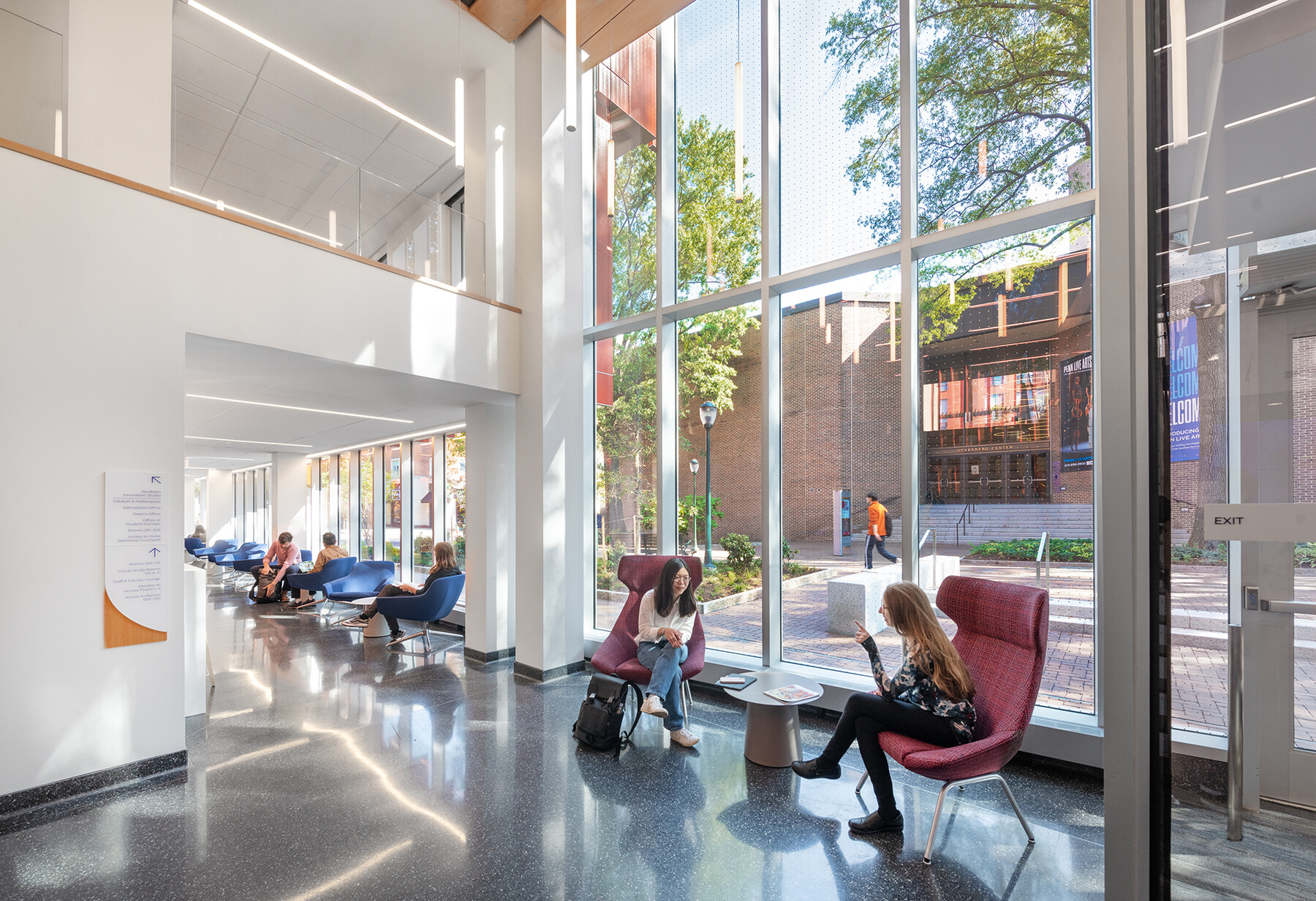 People seated in a lounge area in Penn GSE.