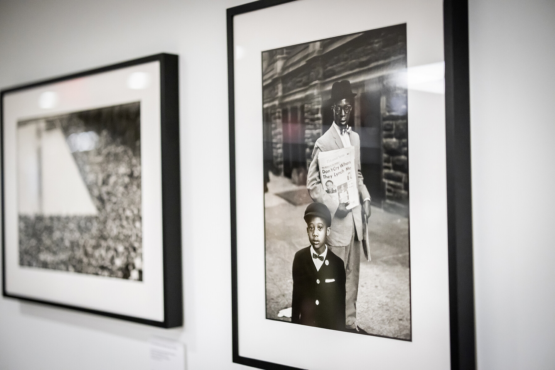 A photo by photographer Bruce Davidson on a gallery wall in Penn Libraries.