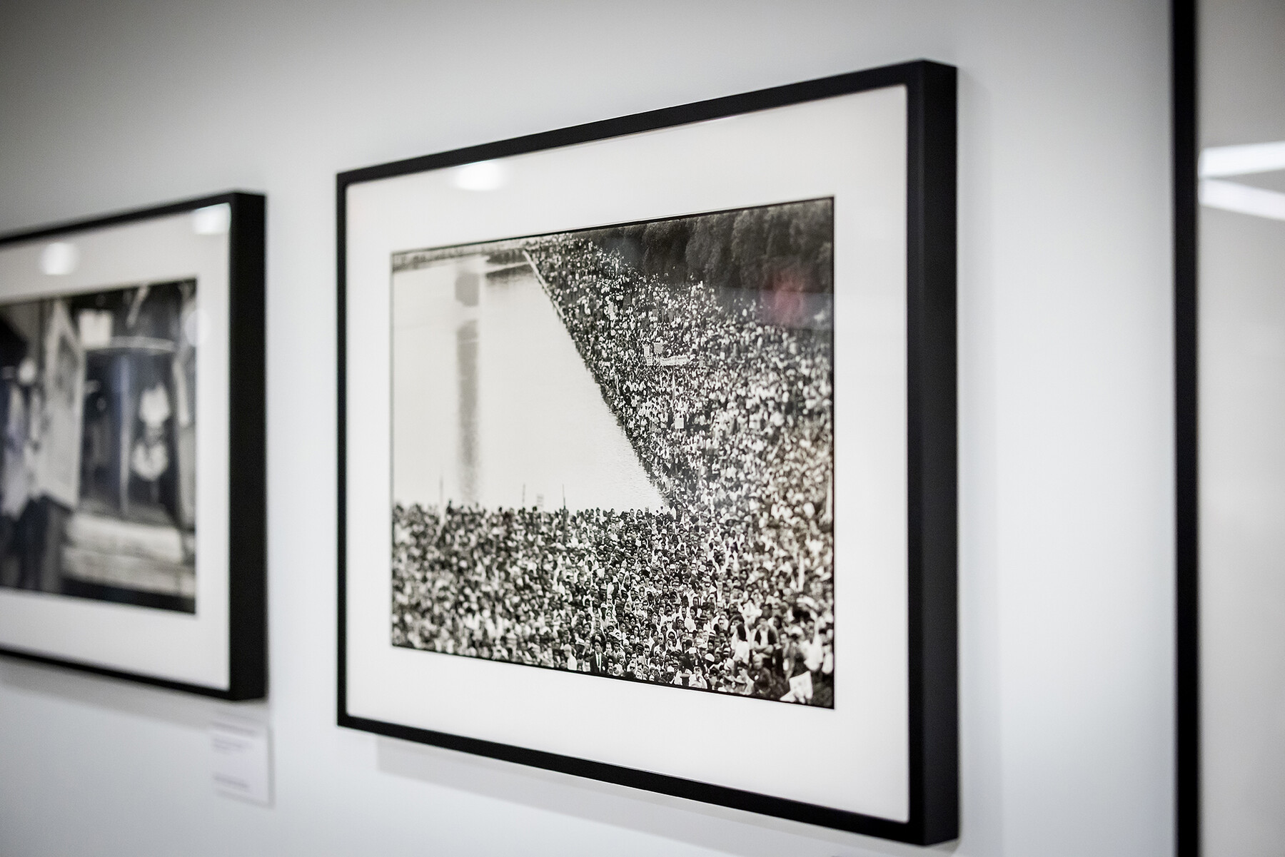 A photo by photographer Bruce Davidson on a gallery wall in Penn Libraries.