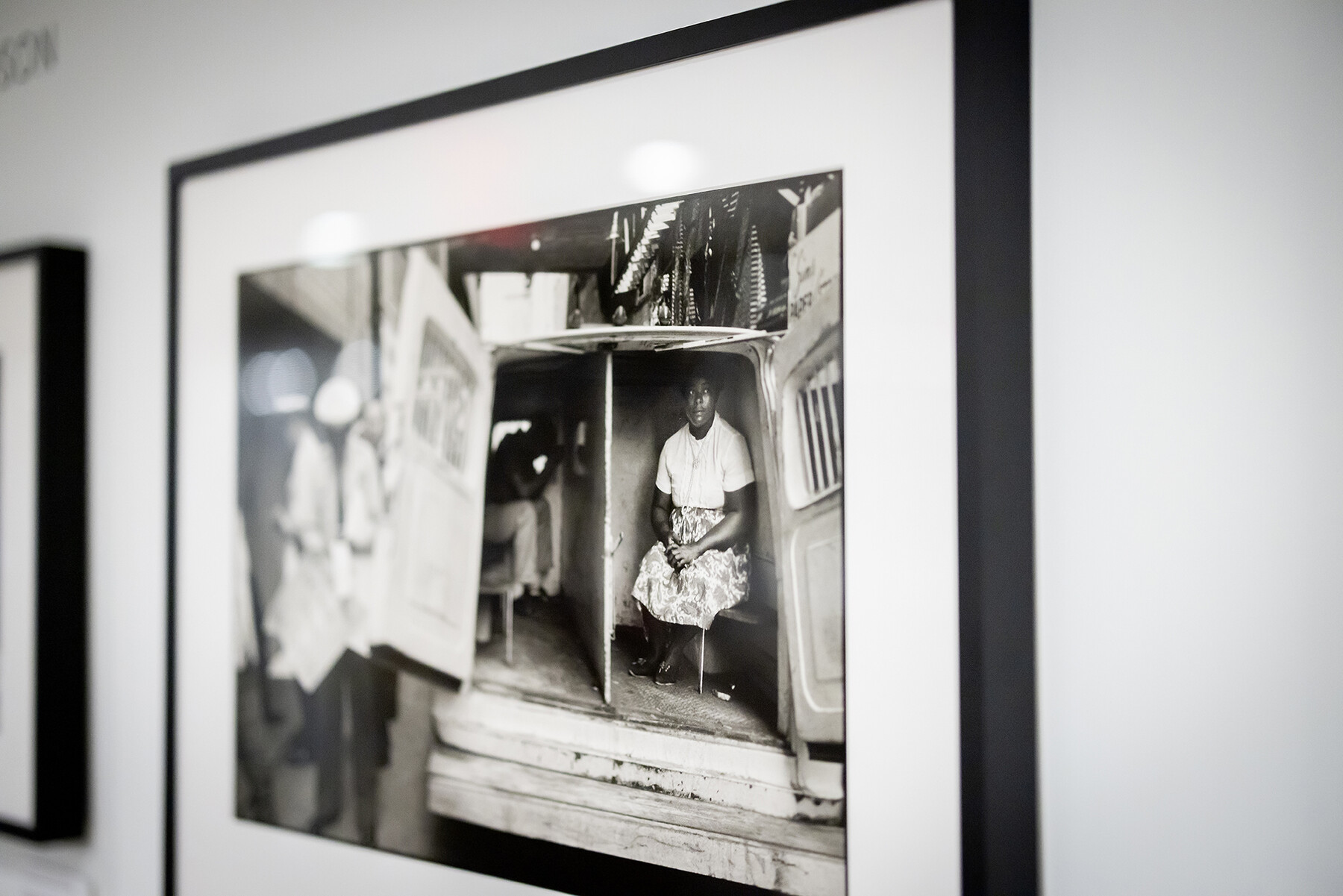 A photo by photographer Bruce Davidson on a gallery wall in Penn Libraries.