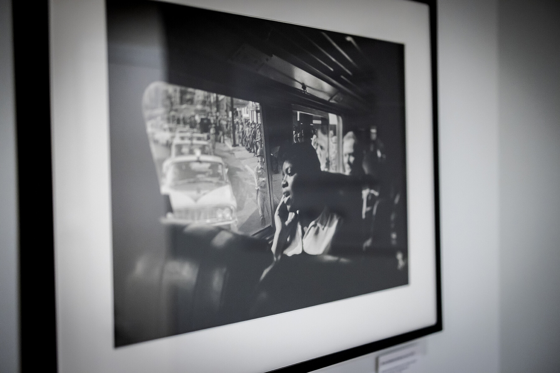 A photo by photographer Bruce Davidson on a gallery wall in Penn Libraries.
