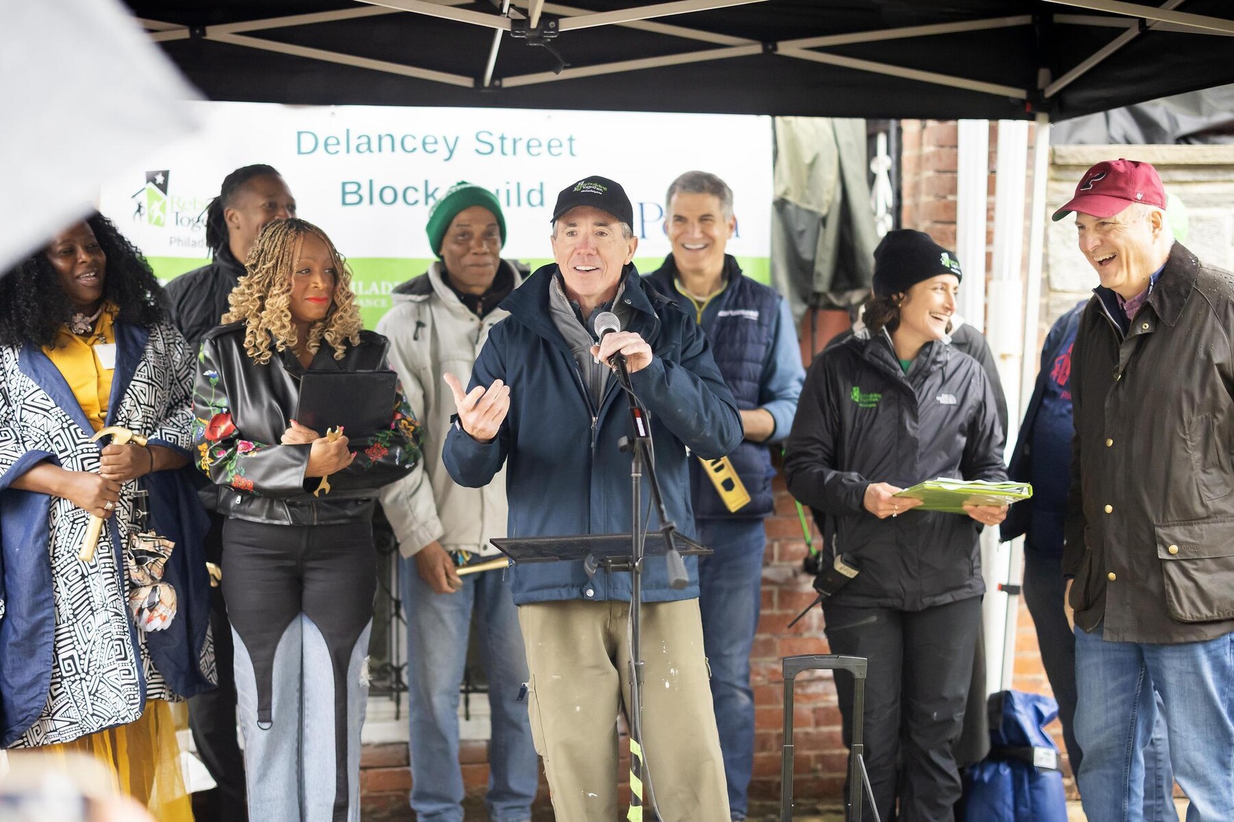 Robert Bellinger speaking at the Rebuilding Together Philadelphia block build.