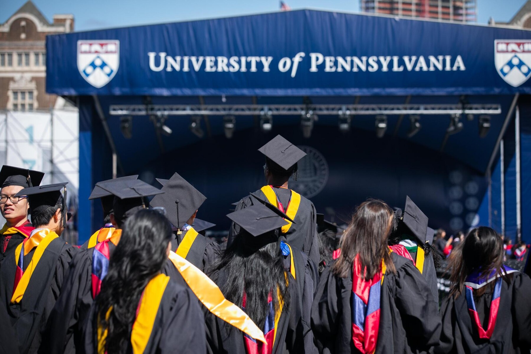 Students facing the stage at Penn’s 269th Commencement ceremony.