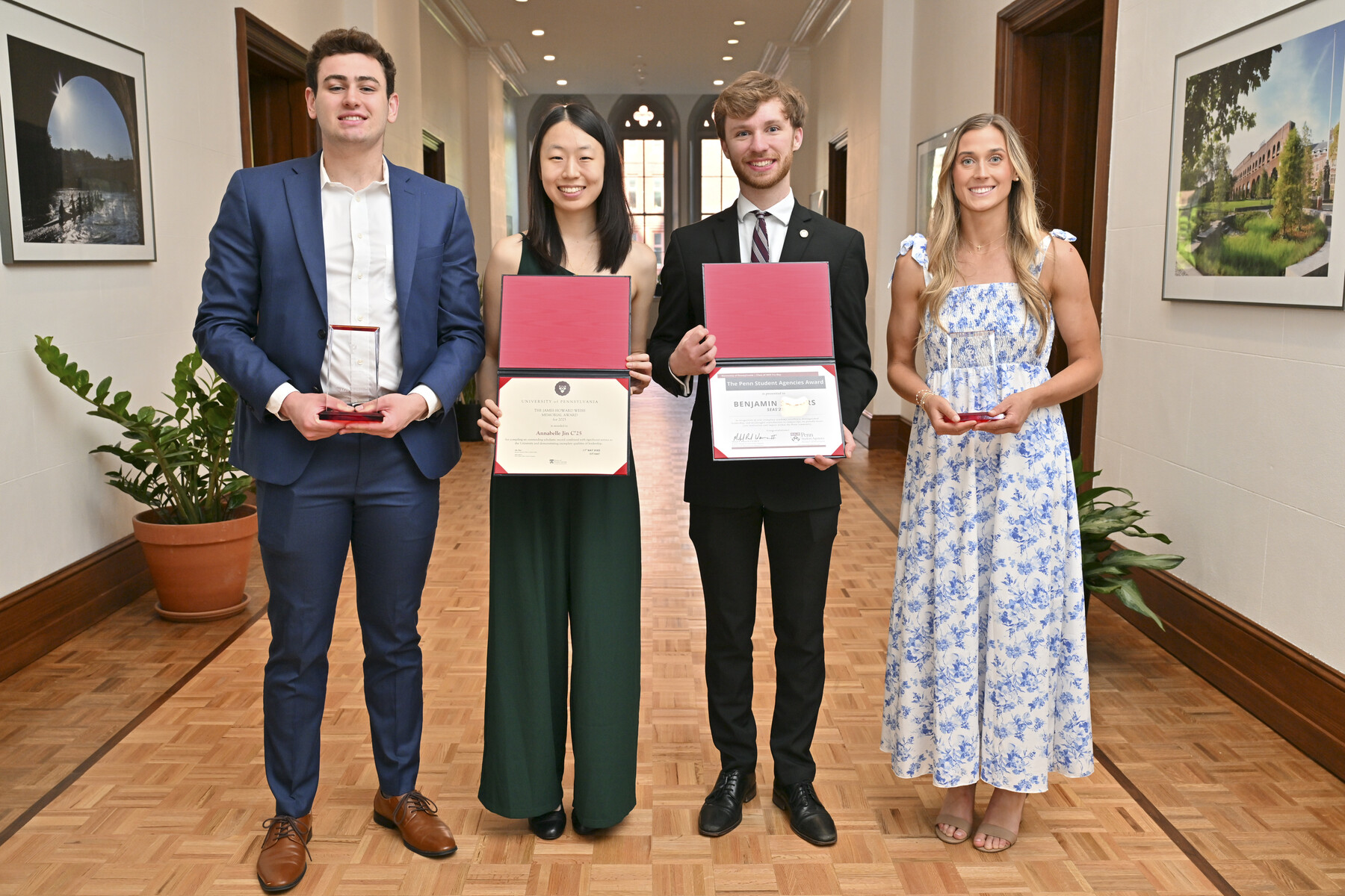 Recipients of Ivy Day awards holding their awards.