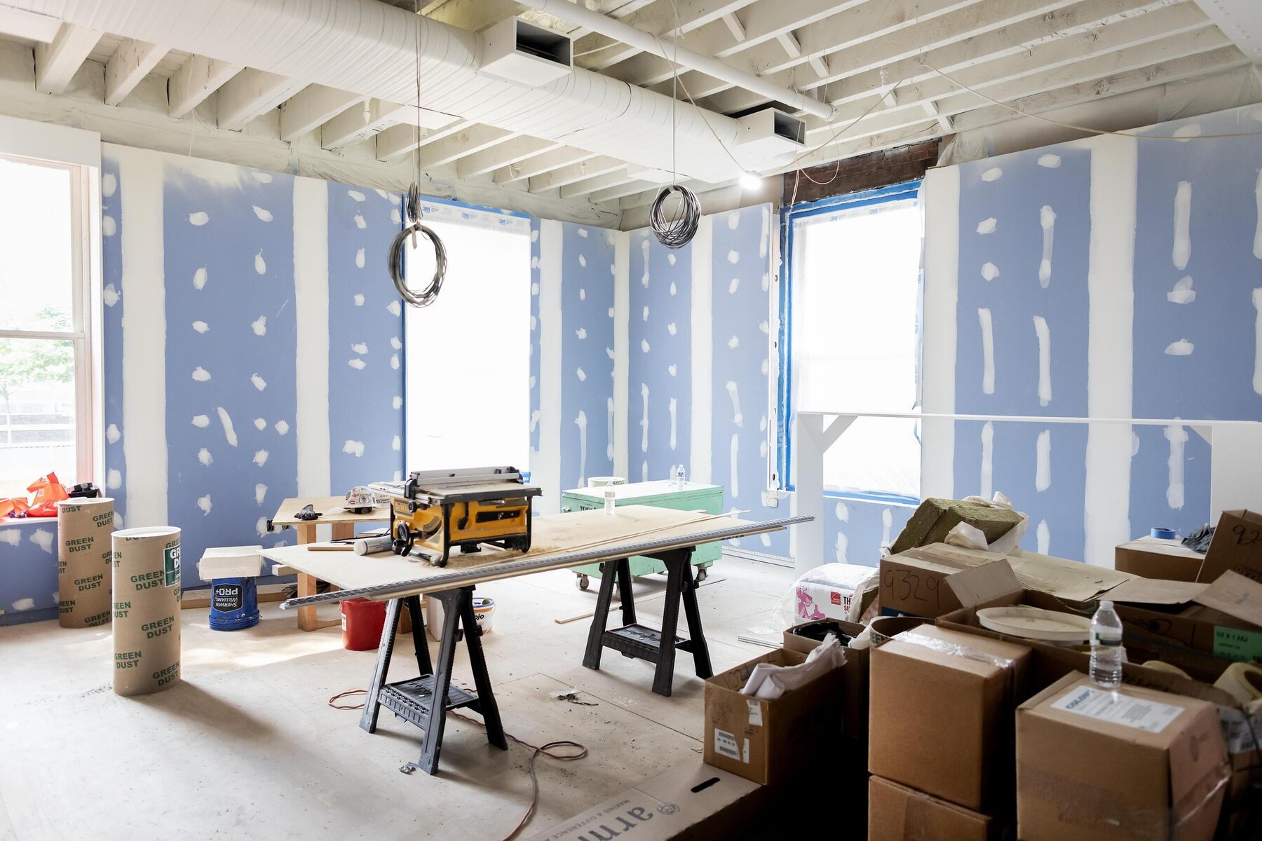 The interior of Penn’s Weitzman School under construction.