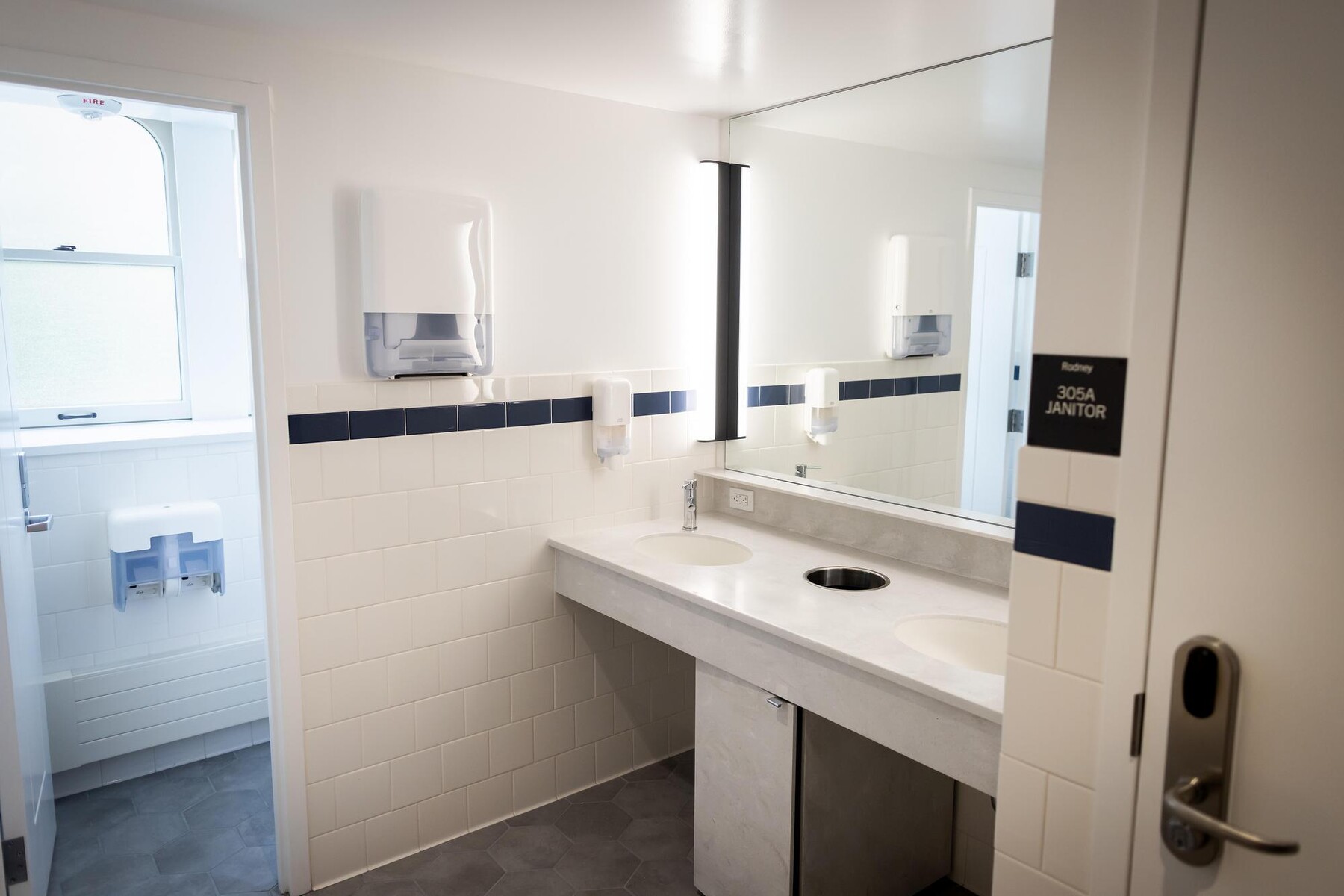A restroom in one of the Quadrangle dorms.