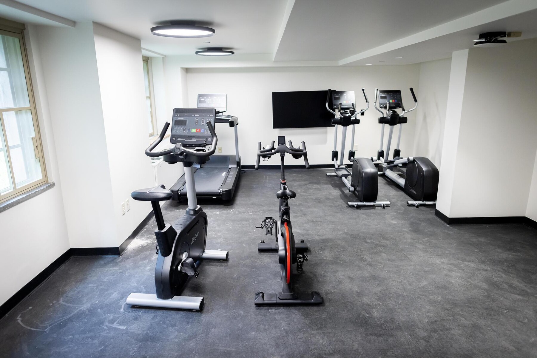 The exercise room in a dorm in the Quadrangle.