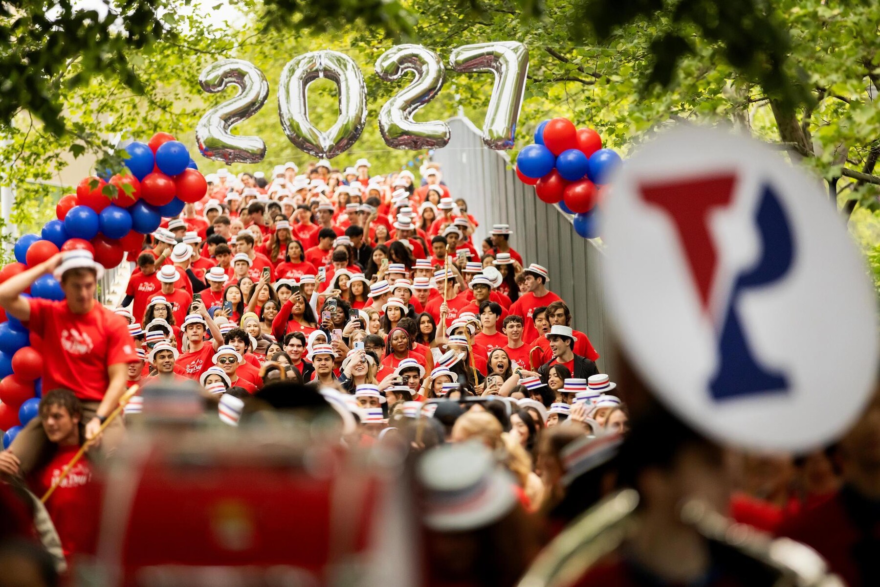 The Class of 2027 on Locust Bridge during Hey Day.