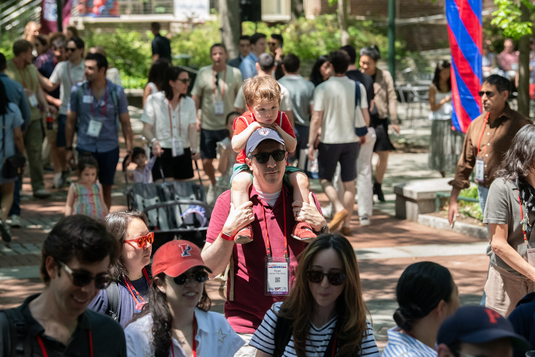 People on locust walk during penn’s alumni weekend.