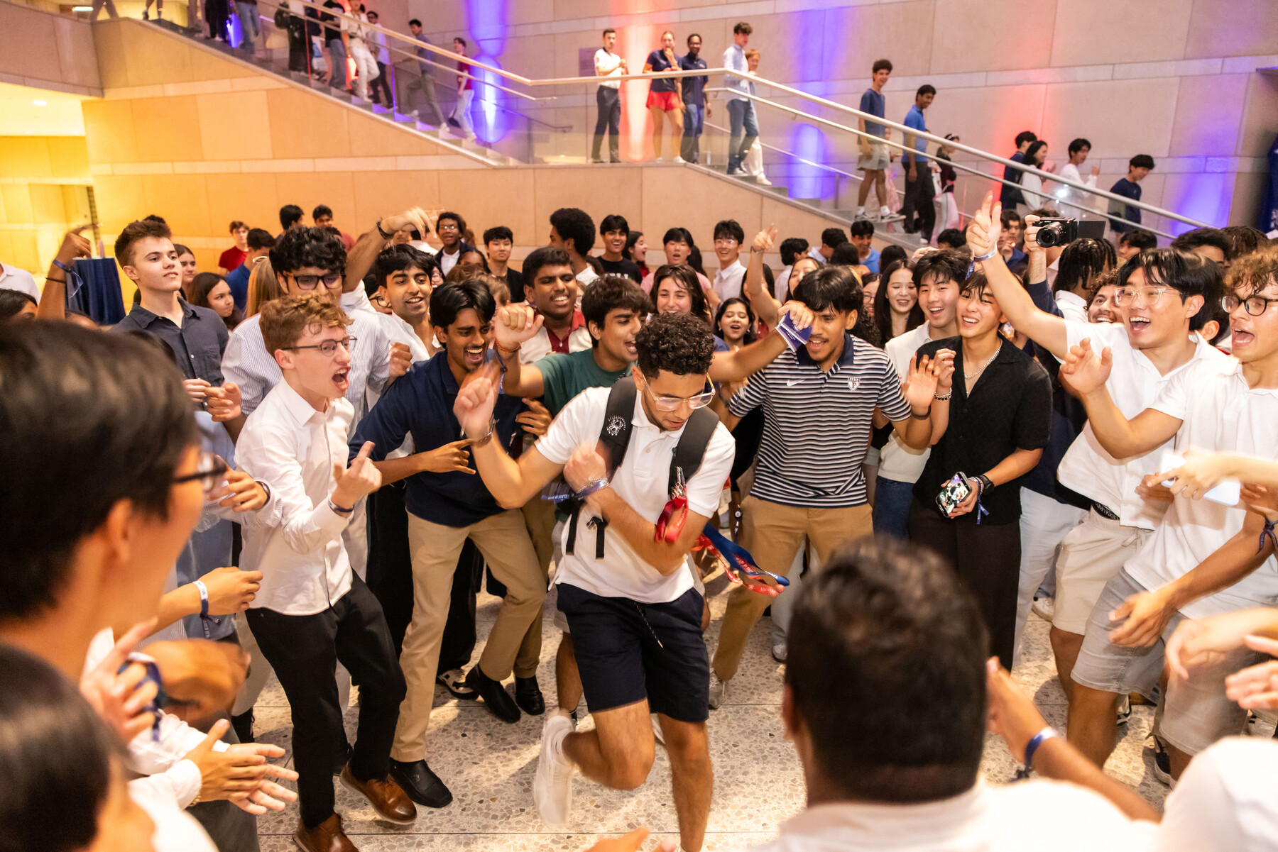 Penn students dancing at the Constitution Center.