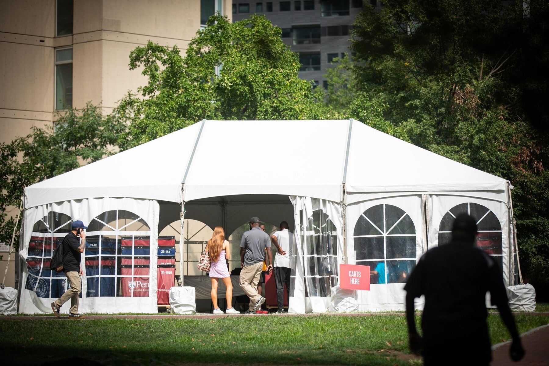 A move-in tent on High Rise Field.