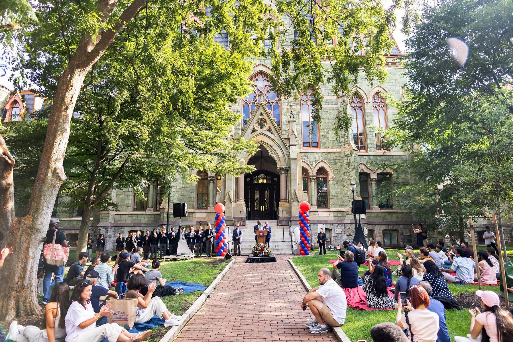 College Hall, families, Penn President and Provost during the family welcome.