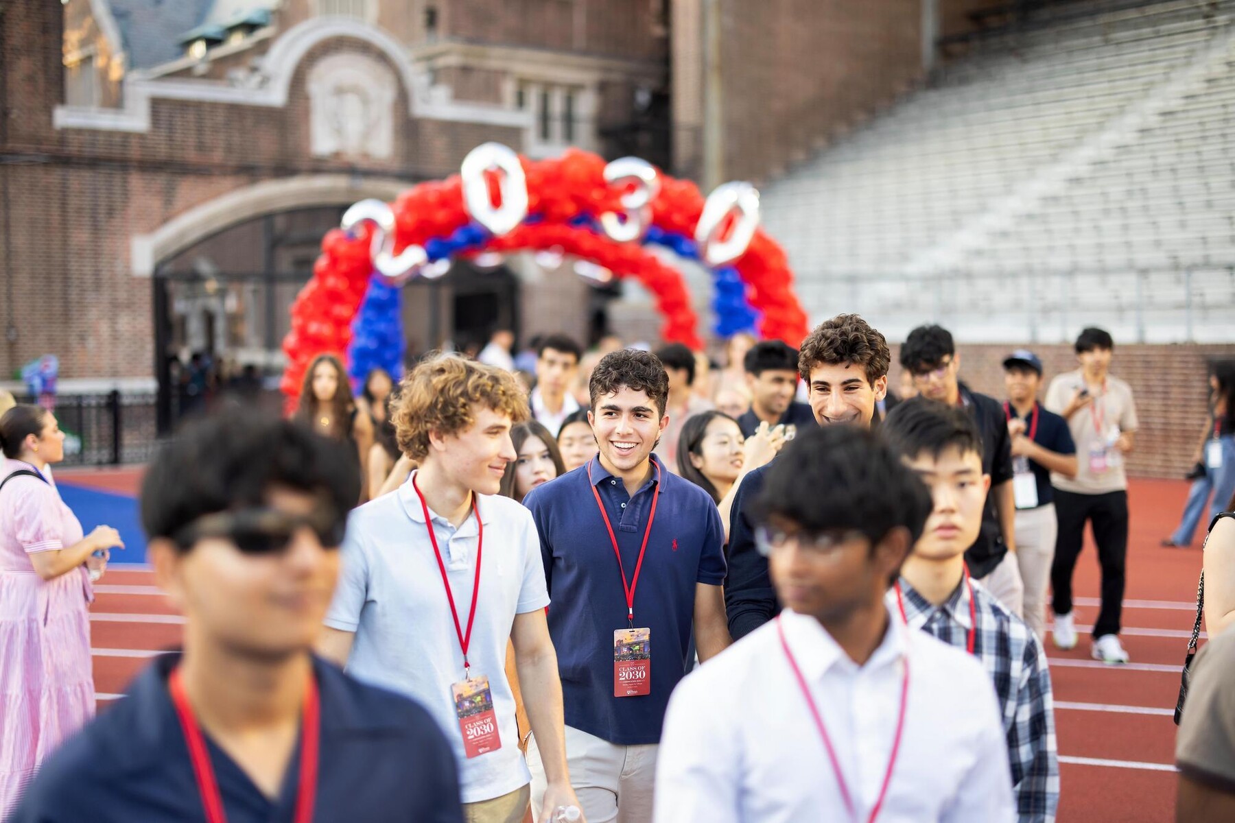 The Class of 2030 walking onto Franklin Field.