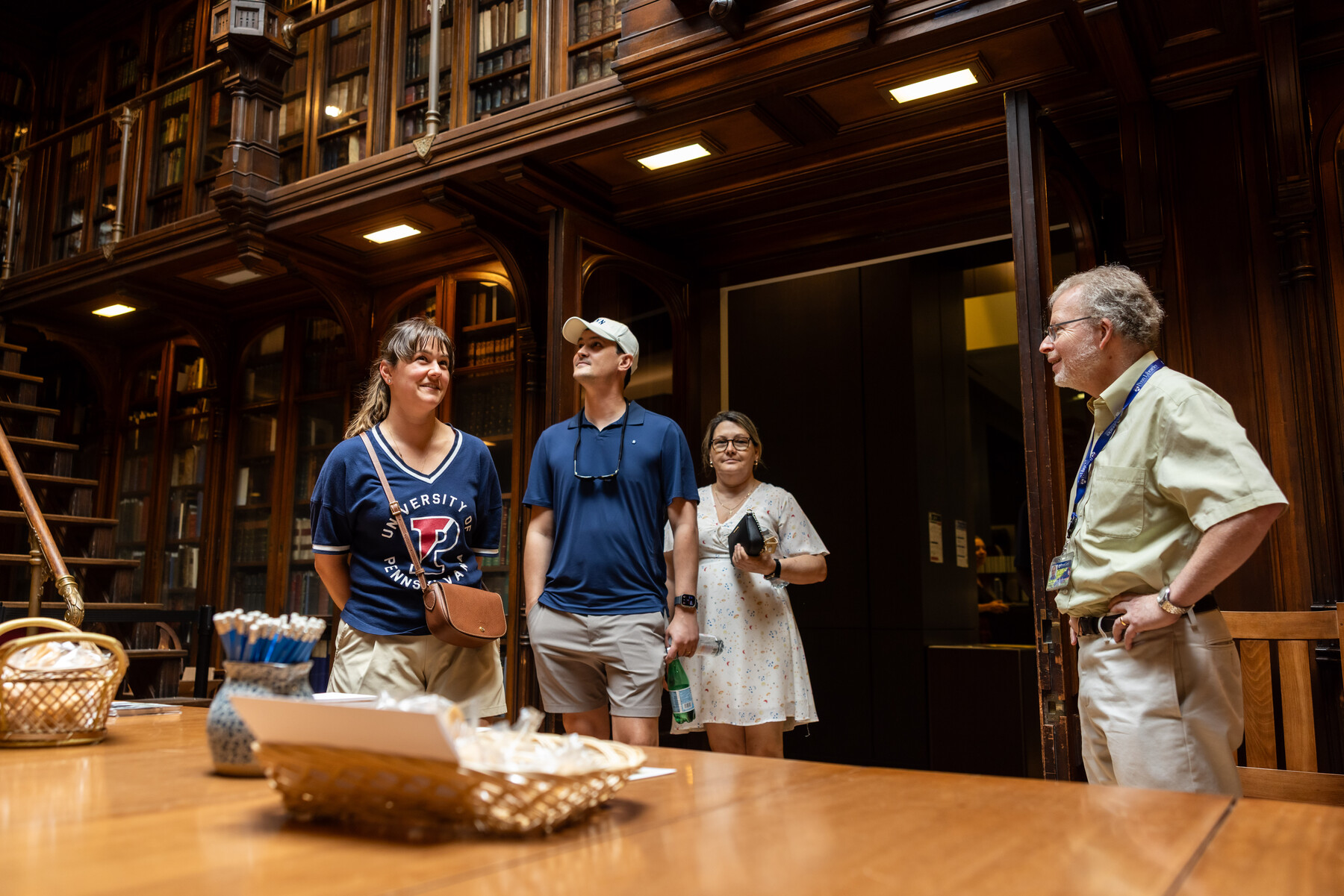 Penn parents visiting the library.