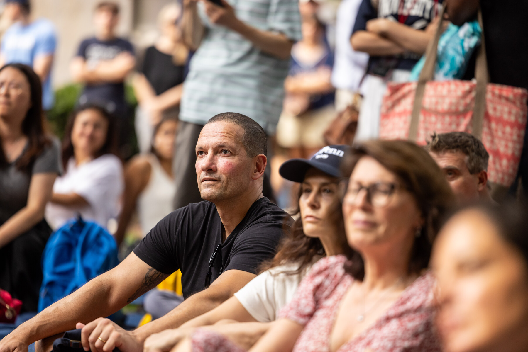 Parents listening at the family picnic during Move-In.