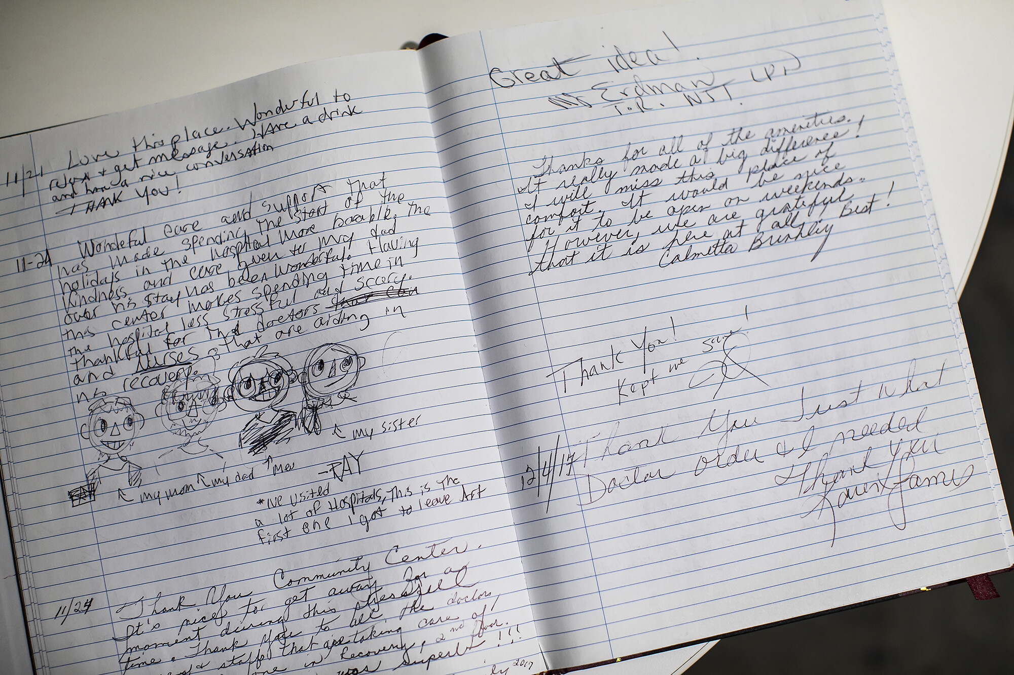 Journal kept in a private room at the Family Caregiver Center